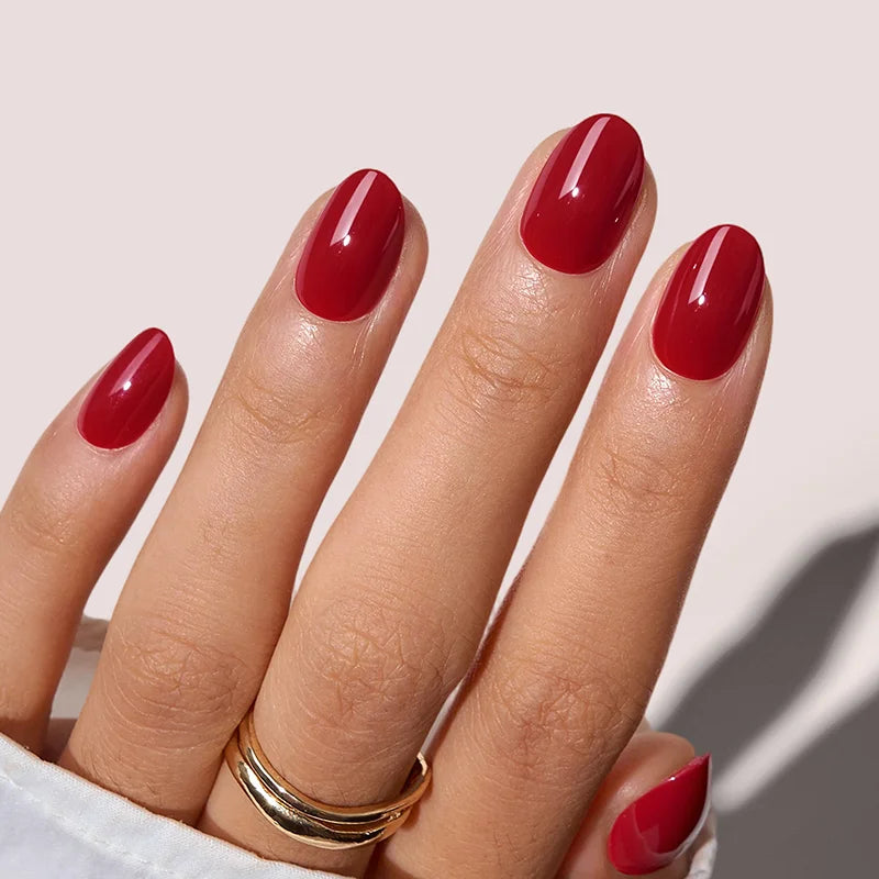 Red Obsession Extra Short Oval Nails